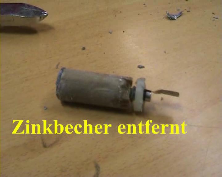 Zinkbecher entfernt